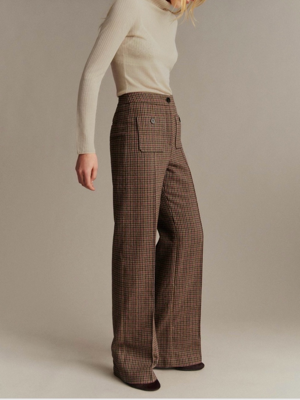Sezane Dan Trousers Check - Size 8